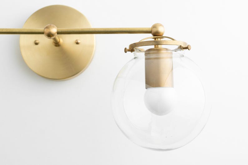 Modern Globe Vanity - Mid Century Lamps - Bathroom Wall Light - Wall Sconce - Vanity Lighting - Raw Brass Light - Model No. 0584 image 6