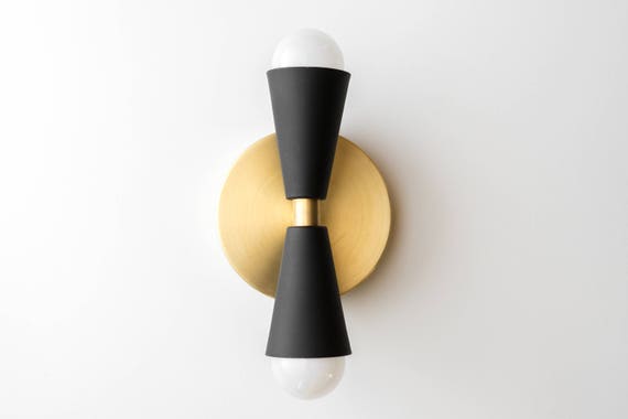 Gold Sconce Mid Century Wall Sconce Cone - Etsy