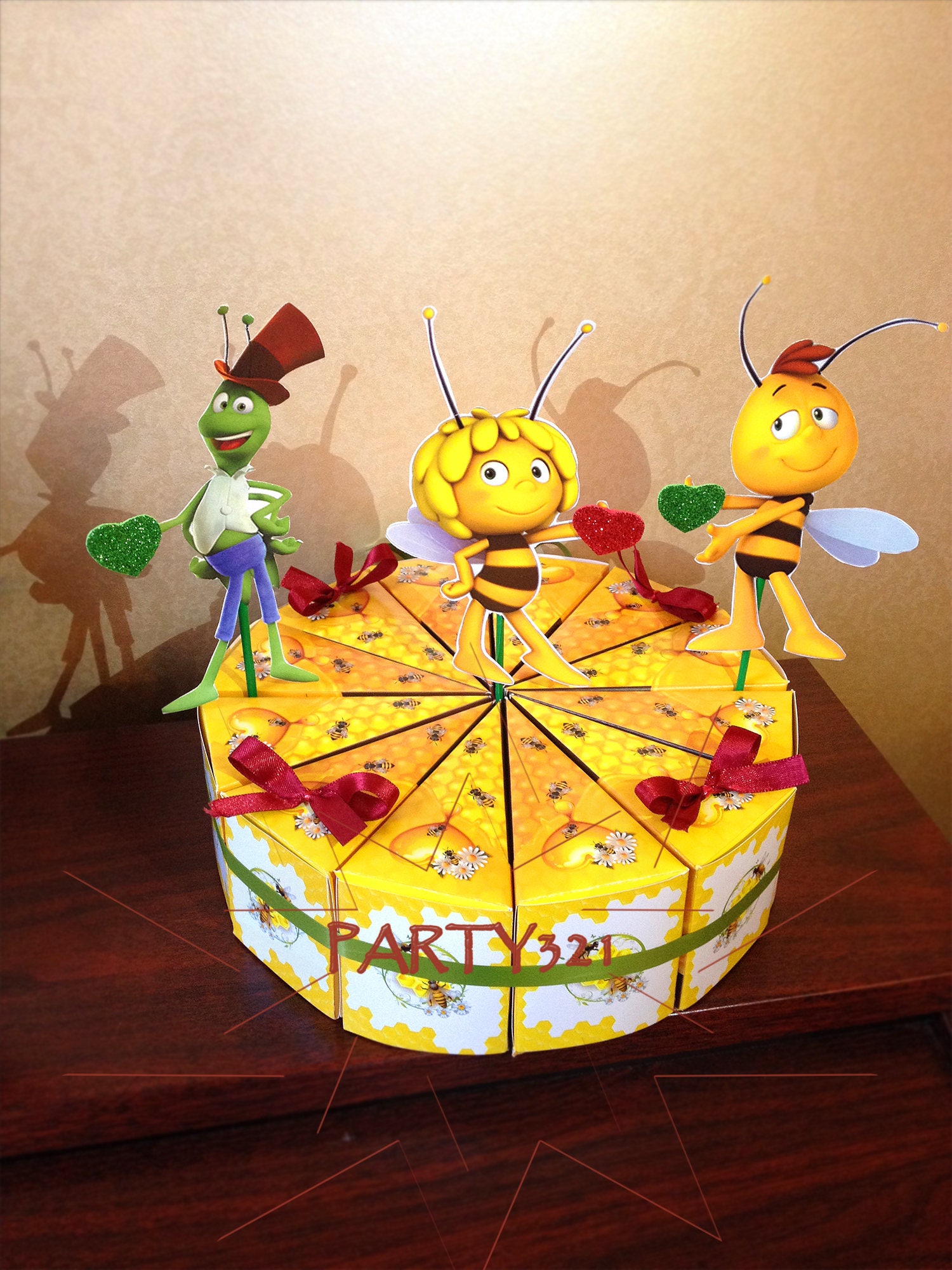 Maya the Bee Honey Party Birthday Cake Slice Box Paper Box | Etsy