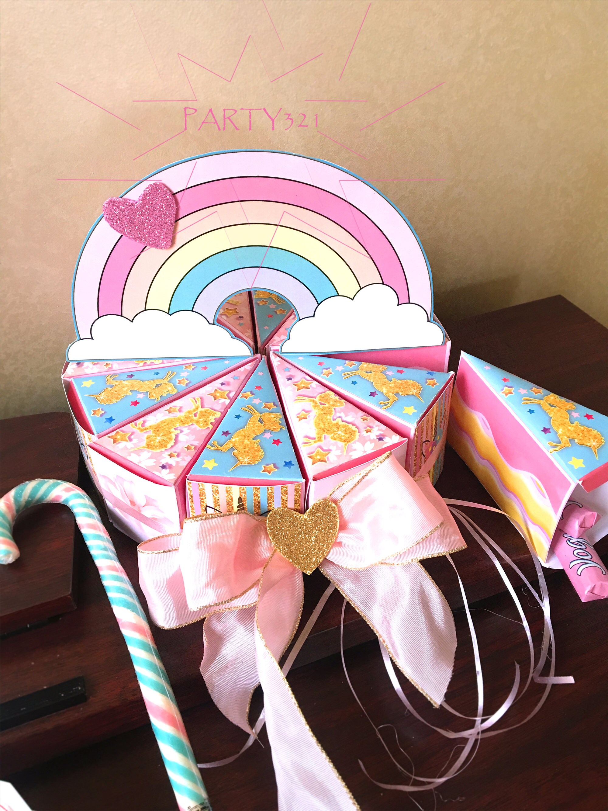 unicorn cake slice box unicorn birthday etsy