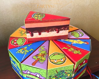 Ninja Turtles Cake Box-Ninja Turtle Favor Slice Box-Ninja Turtles Party-Ninja Turtles Birthday-Ninja Turtle Party Supplies-Ninja Turtle