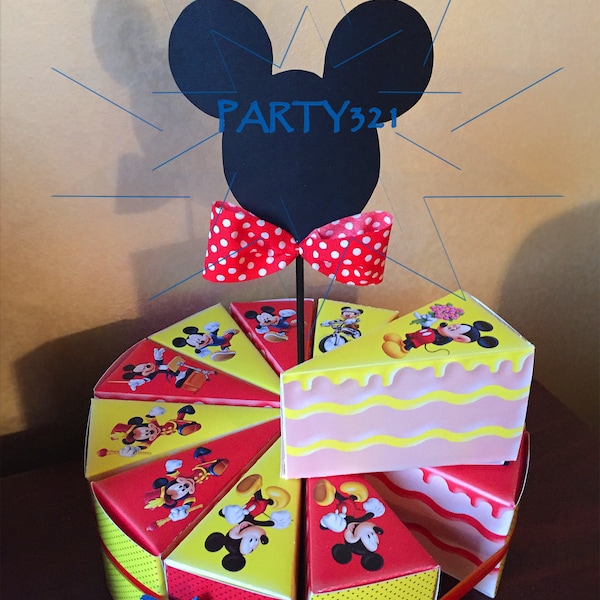 Mickey Mouse Slice Box - Boîte en papier, Boîte cadeau imprimable, Boîtes à gâteaux, Fichier numérique - TÉLÉCHARGEMENT IMMÉDIAT