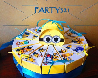 Minion Cake Slice Box - Paper Box, Printable Gift Box, Cake Boxes, Digital File - INSTANT DOWNLOAD