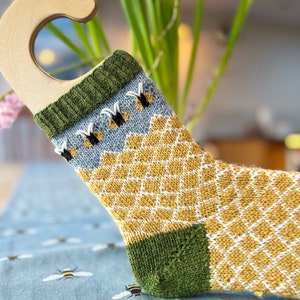 Bee Happy KIT - Knitting Craft Kit - Knit your own Bee Socks, all you need included to knit 1 pair of socks (needles required)