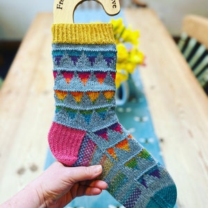 Bring out the Bunting Sock Knitting Kit - Knit your own Celebration Socks, all you need included to knit 1 pair of socks (needles required)