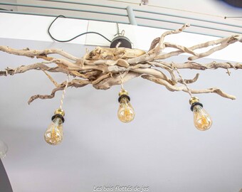 LUSTRE, lustre en bois flottés, plafonnier en bois flotté, luminaire, suspension en bois flottés