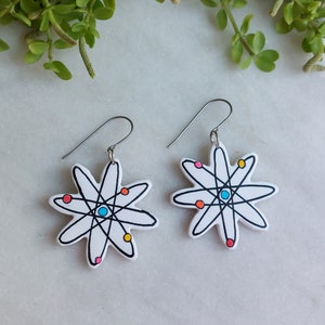 Atom Earrings | Gift for Science Teacher, Engineer, Chemistry and Physics Nerd, Women in STEM and Graduation
