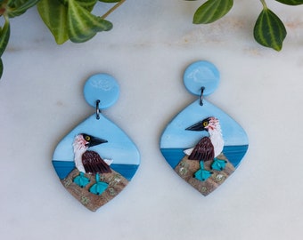 Blue Footed Booby Earrings | Biodiversity Bird Jewelry | Gift for Bird Watcher, Nature Lover, Ornithologist, Biologist, Teacher and Child