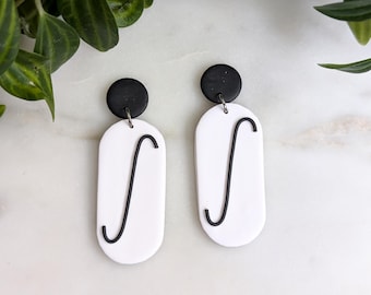 Calculus Earrings Integral Symbol | Minimalist Math Jewelry and Accessories | Black and White Math Teacher or Professor Gift | Women in STEM