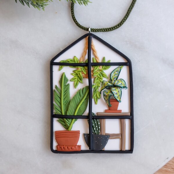 Greenhouse Ornament, Modern Plant Lover Gift, Simple Houseplant Ornament