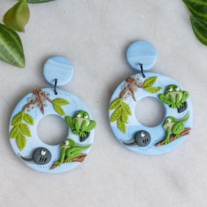 Metamorphosis Earrings | Monarch Butterfly and Frog Miniature Life Cycle Jewelry | Gift for Biologist, Nature Lover, Science Teacher Frogs