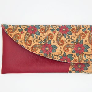 Schicke Make-up-Tasche aus Kunstleder und Korkblumenmuster/Handtasche/elegante Clutch/Tragetasche für Damen, Teenager, Mädchen