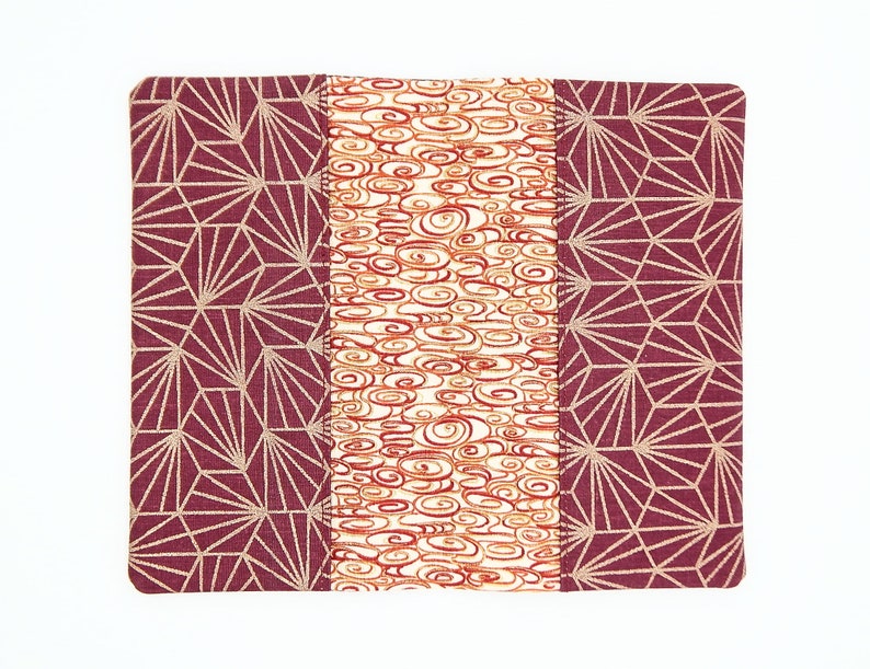 Japanese coated fabric chequebook case red wine and gold leesJapanese chequebook protector for high heel chequebookfor men women