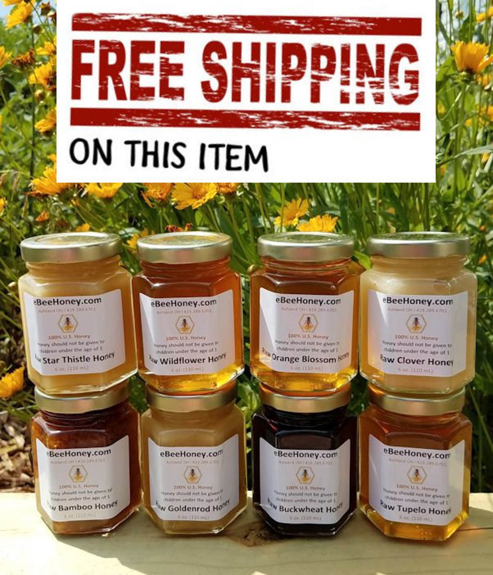 Raw Honey 8 Variety Sampler Pack in 6 oz. Jars Honey Gift Etsy