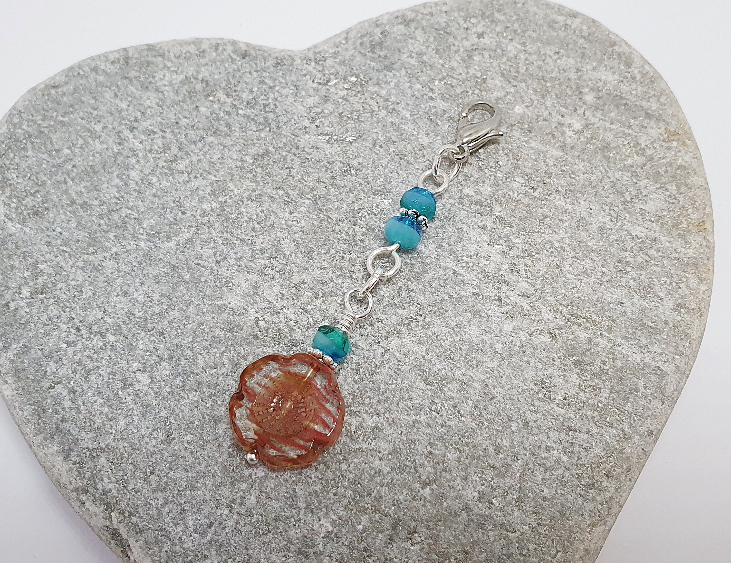 Floral Boho Zip Charm Pink Flower Zip Charm Rose Pink and Etsy