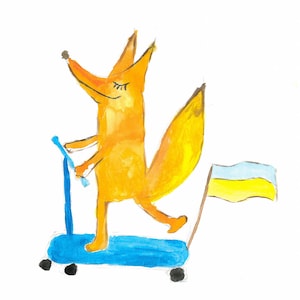Digitale Oekraïense kunst, schilderij van Oekraïne, Oekraïense kunstenaar, vrede voor Oekraïne, schilderij van de Oekraïense vos, Oekraïense vos PNG