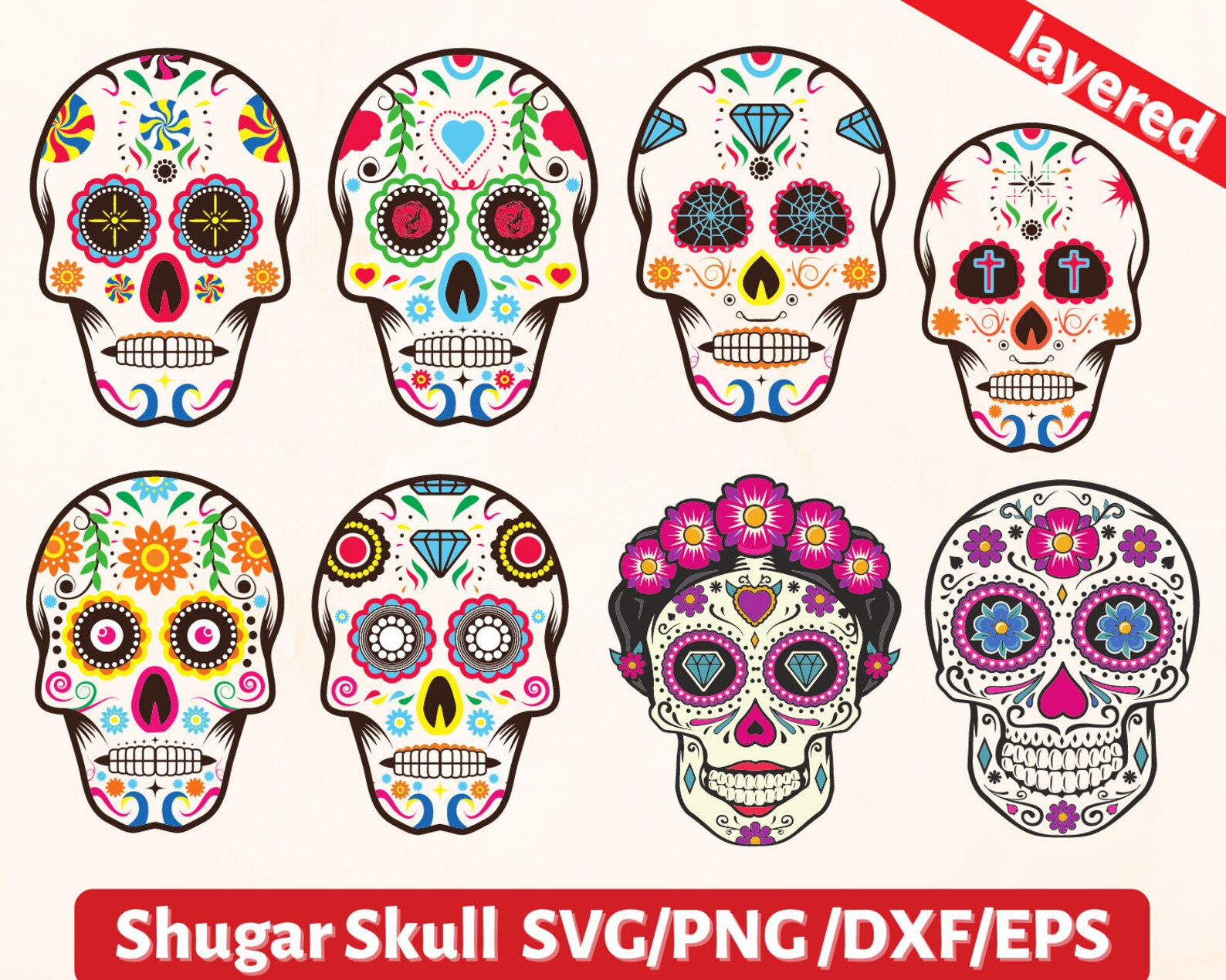 Sugar Skull Svg Bundle Floral Skull Svg Skull Svg Skull Etsy
