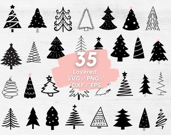 Christmas Tree svg bundle, Christmas trees silhouette, Christmas tree Cricut, Pine trees svg