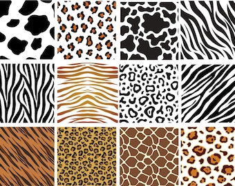 Animal Print SVG Bundle, Animal Print PNG, Animal Print Clipart, Leopard Print Svg, Cheetah Print Svg, Tiger Print Svg, Cow Print Svg