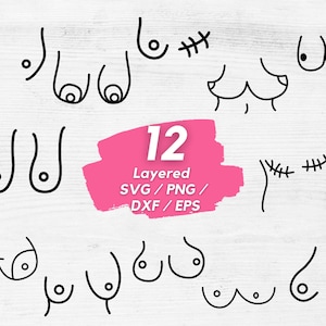 Different Types of Hand Drawn Breasts. Boobs Set. Black Color. Vector  Illustration, Flat Design Stock Vector - Illustration of boobs, anatomy:  232585301