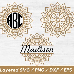 Mandala Monogram SVG, Mandala SVG, Mandala PNG, Flower Monogram svg, Mandala split monogram svg