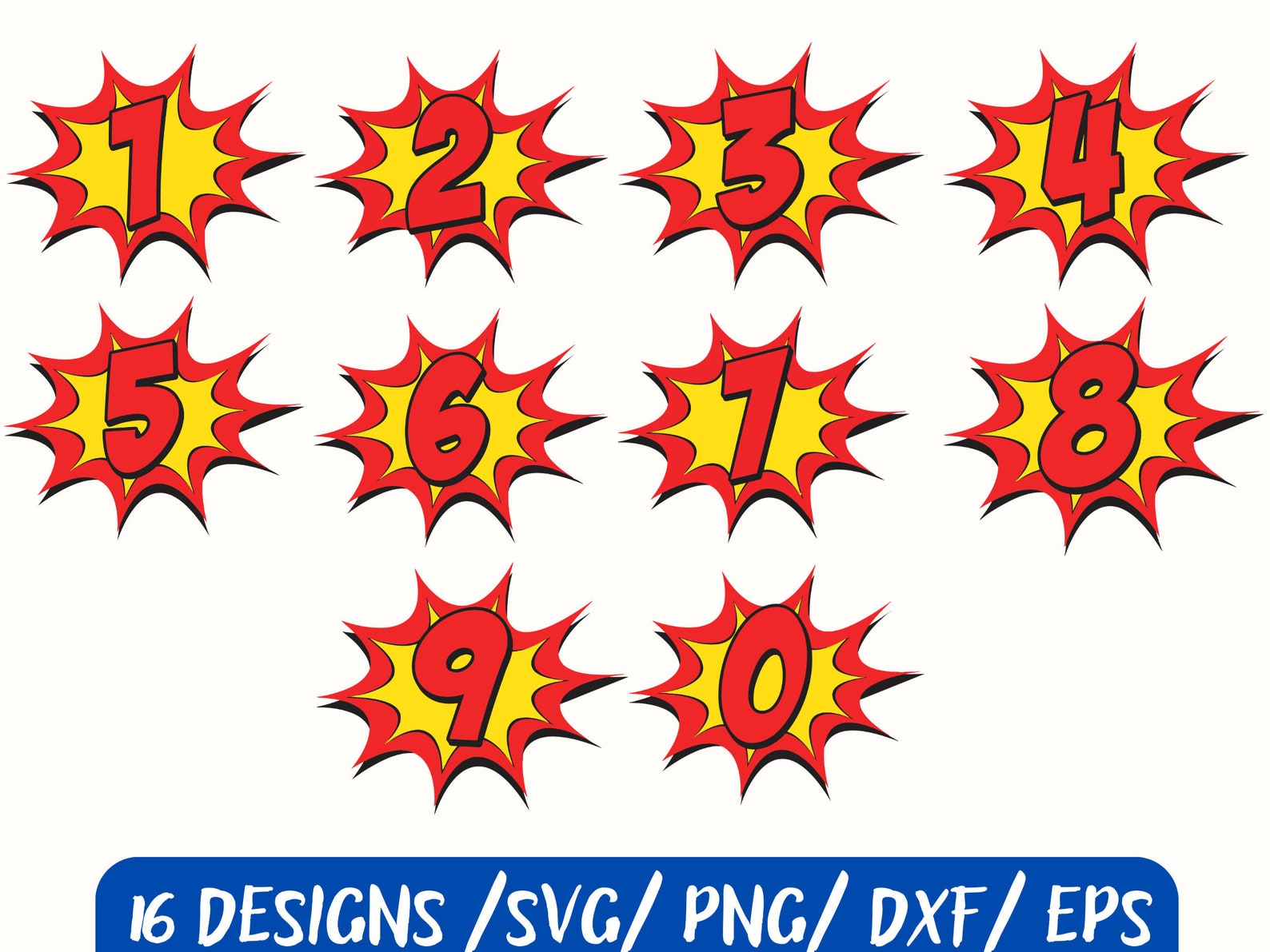 Comic Style Numbers Action Bubbles, Comic Cartoon Style, Birthday ...