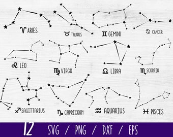 Star Zodiac constellation SVG, Zodiac Signs SVG bundle, Zodiac Symbols SVG, Star Constellation png