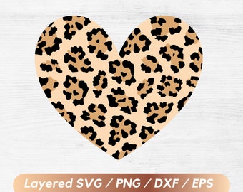 Layered Leopard Heart svg, leopard print heart svg, Heart Cricut
