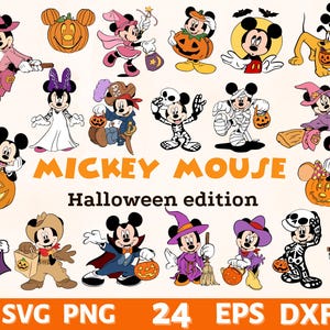 Bundle of 24 Mickey Mouse Halloween SVG, Mickey Mouse Halloween png, Halloween svg, Halloween png, Mickey Mouse svg