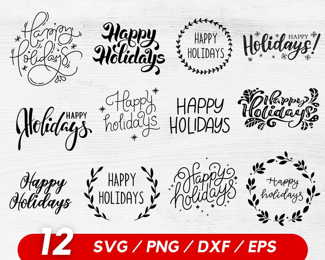 Happy Holidays SVG Bundle, Christmas Sign Cut File Etsy