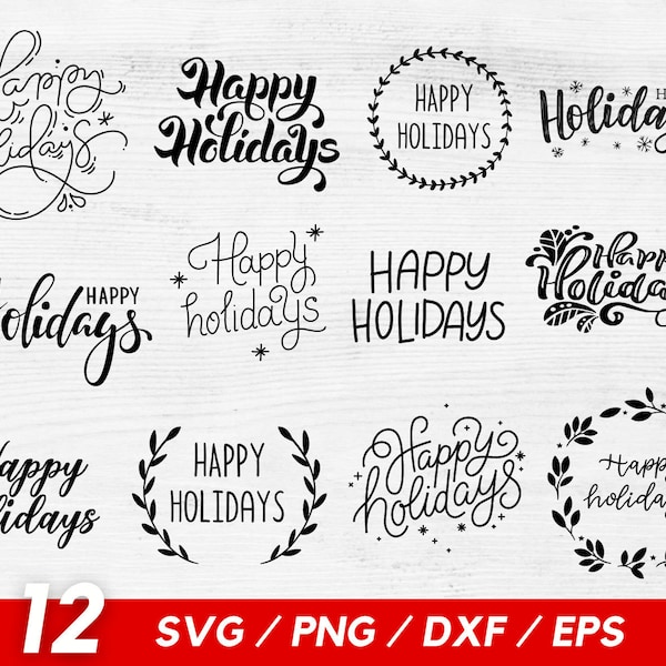 Happy Holidays SVG bundle, Christmas Sign Cut file