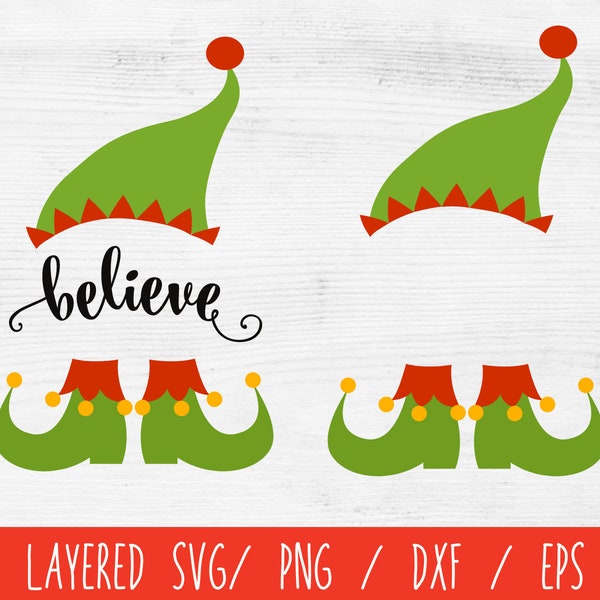 Elf Monogram SVG, Believe svg,  Elf Hat svg, Christmas Elf svg, Santa Claus SVG, Funny Christmas SVG file, Kids Christmas Shirt svg