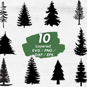 Alberi di pino svg, albero di pino bundle svg, file di taglio dell'albero di pino, sagoma dell'albero di pino
