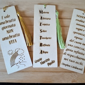 Segnalibro regalo maestra in legno personalizzabile