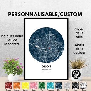 Poster personnalisé de ville, Carte de ville, Carte de voeux, Cadeau de Saint-Valentin, de couple, de mariage, Deco, Original, unique