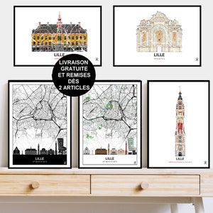 Poster von Lille, Karte von Lille, Poster von Lille, Kunst, Druck, Karte, Impression, Deko, Stadt, Geburtstag, Norden