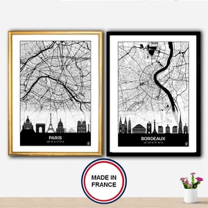 Cartel Skyline, París, Lyon, Marsella, Burdeos, Cartel de Nantes, Arte, Impresión, Mapa, Impresión, Deco, Ciudad.