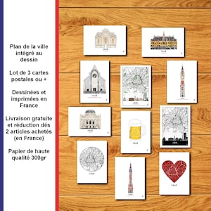 Lot cartes postales de Lille, Carte de Lille , Beffroi, Skyline, Bourse, Affiche, Carte de Vœux, Map, Impression, Deco, Ville