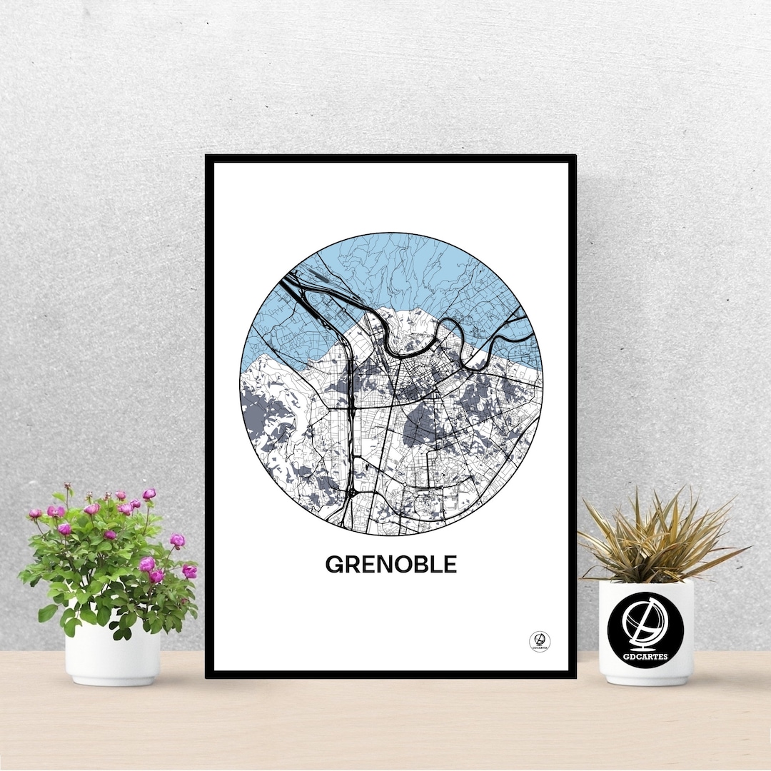 Grenoble Mountain Poster Grenoble Map Panorama Poster Art - Etsy