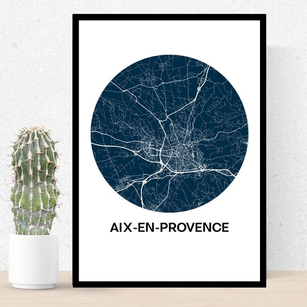 Poster de Aix-en-Provence, Carte de Aix-en-Provence, Affiche, Art, Print, Map, Impression, Deco, Ville.