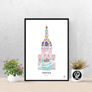 Poster Tour Lu de Nantes, Karte von Nantes, Poster, Kunst, Druck, Karte, Drucken, Deko, Stadt