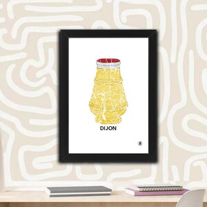 Affiche Dijon, Carte de Dijon, Pot de Moutarde de Dijon, Affiche, Art, Print, Map, Impression, Deco, Ville