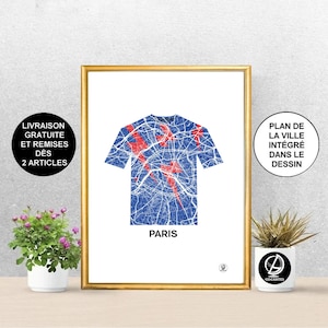 Póster de París, mapa de París, SF, rugby, póster, arte, impresión, mapa, impresión, decoración, ciudad