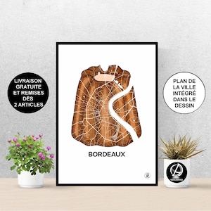 Affiche de Bordeaux, Carte de Bordeaux, CAnnelé, Affiche, Art, Print, Map, Impression, Deco, Ville
