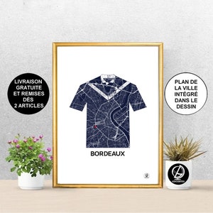 Affiche Bordeaux, Carte de Bordeaux, Girondins de Bordeaux, Sport, Foot, Poster, Art, Print, Map, Impression, Deco, Ville