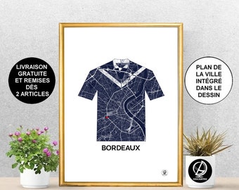 Bordeaux-Poster, Bordeaux-Karte, Girondins de Bordeaux, Sport, Fußball, Poster, Kunst, Druck, Karte, Druck, Deko, Stadt