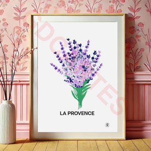 Affiche Provence, carte de la Provence, lavande, Print, Map, Impression, Deco, Ville, Cadeau