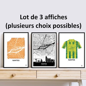 Lot 3 affiches de Nantes, 3 Cartes de Nantes au choix, Poster, Affiche, Art, Print, Map, Impression, Deco, Ville, personnalisée