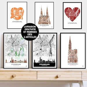 Plakat von Straßburg, Karte von Straßburg, Poster, Poster, Kunst, Druck, Karte, Impression, Deko, Stadt, personalisiert