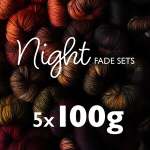 5x100g Night Fade Set – Pure merino – Hand Dyed Superwash Merino